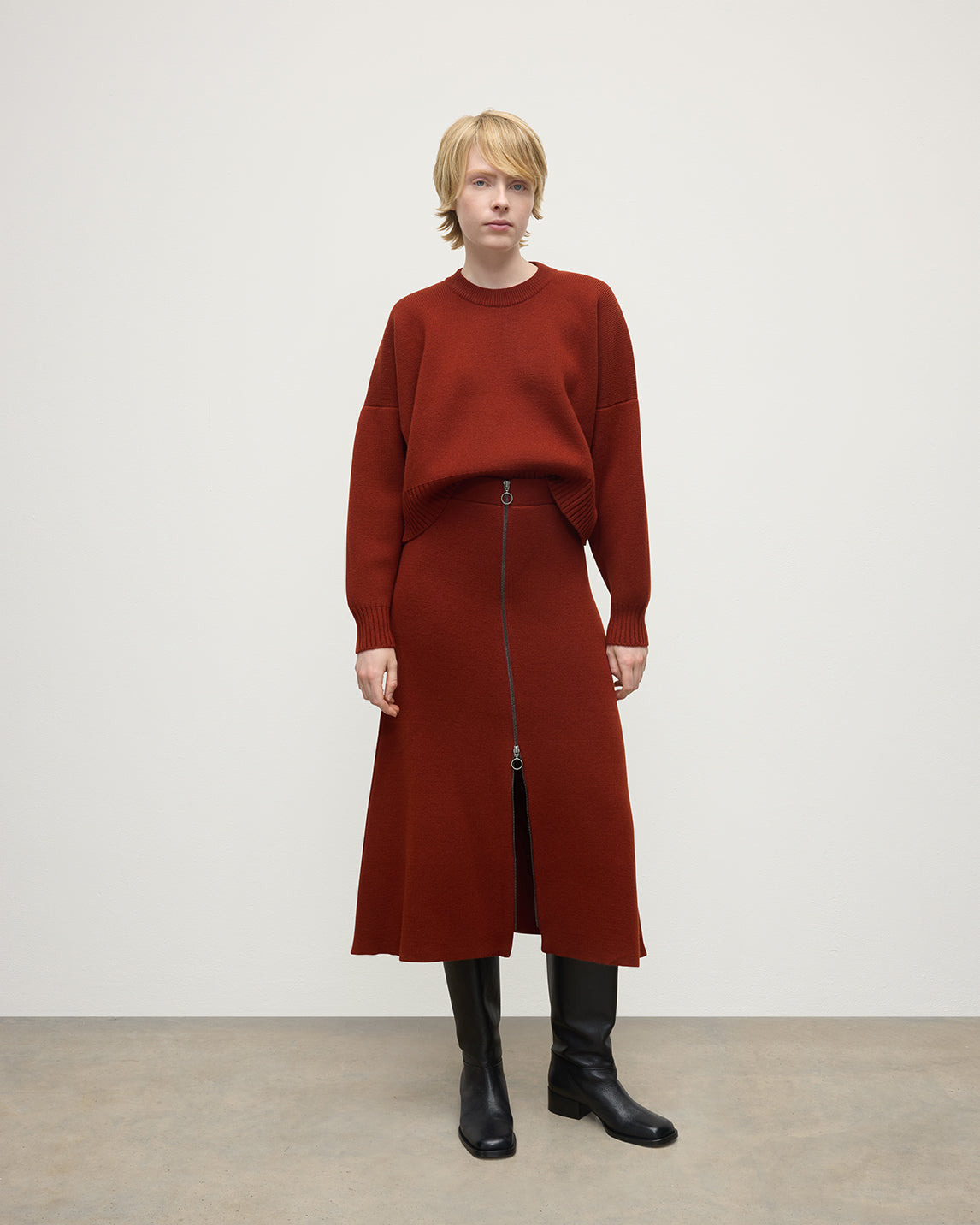 A-Line Milano Red Cashmere Skirt - 2
