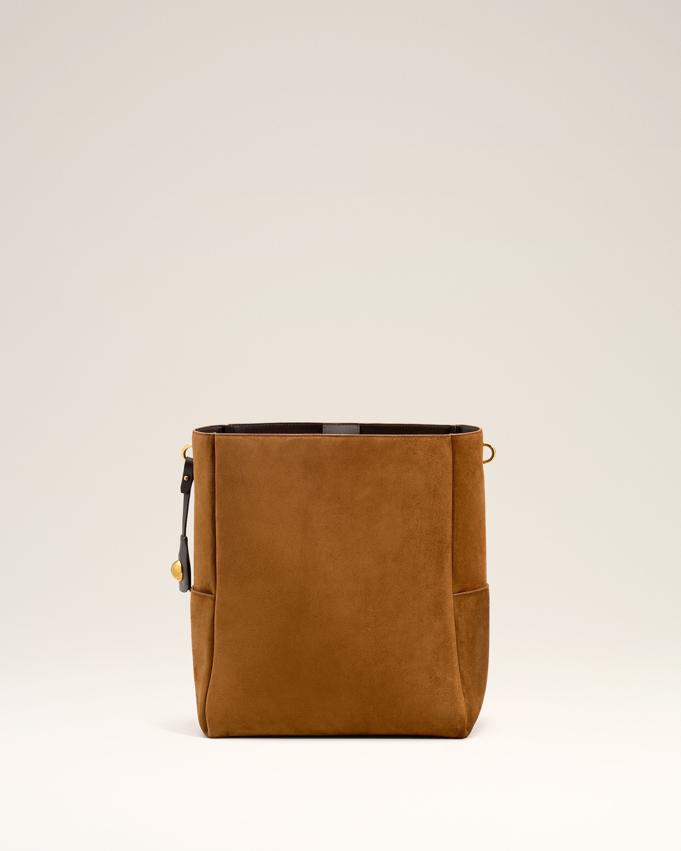 BROWN SMOOTH LEATHER CARROUSEL BUCKET BAG - 3