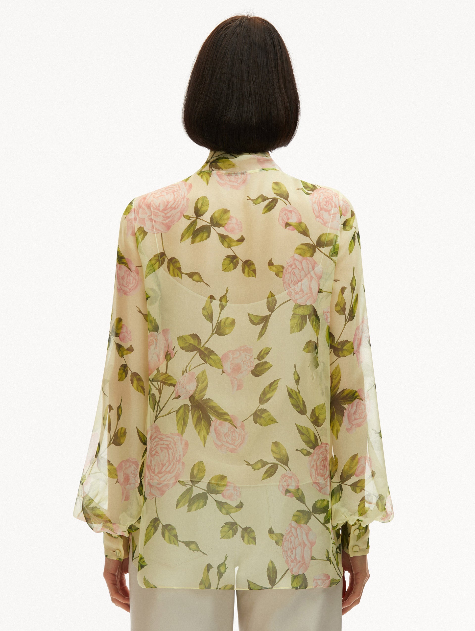 ENGLISH ROSE SILK CHIFFON BLOUSE - 4