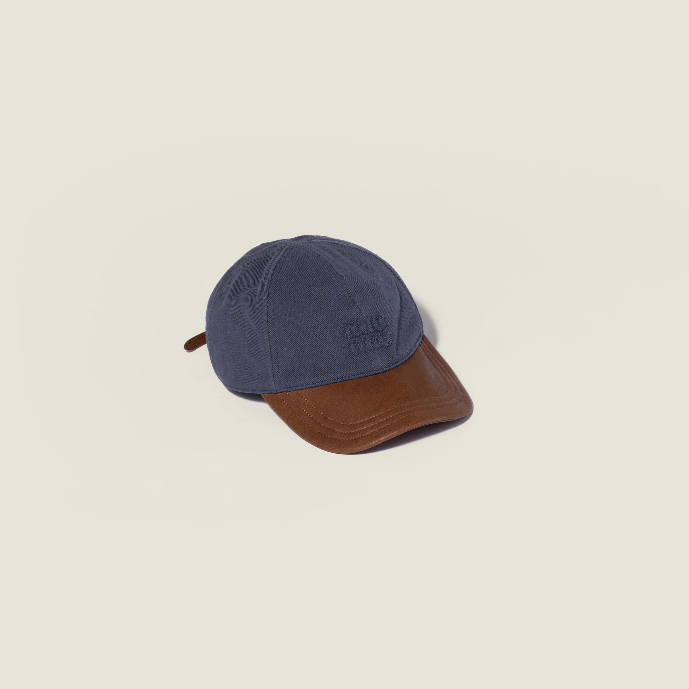 Drill and nappa leather baseball cap - 1