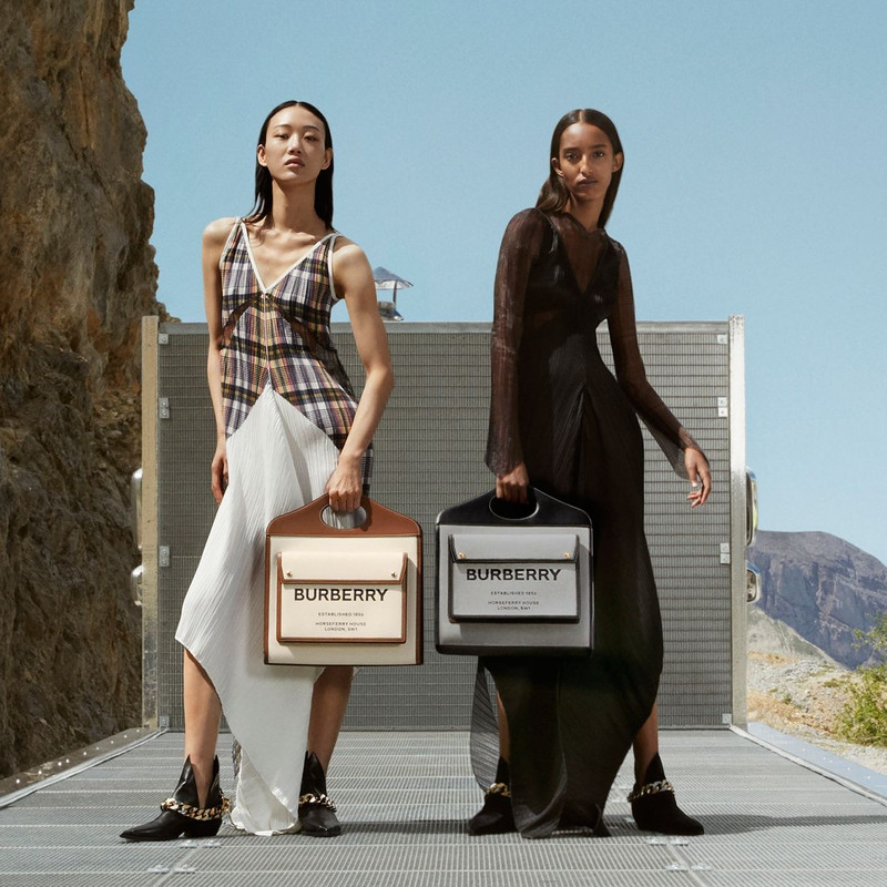 Medium Two-tone Canvas and Leather Pocket Bag 2