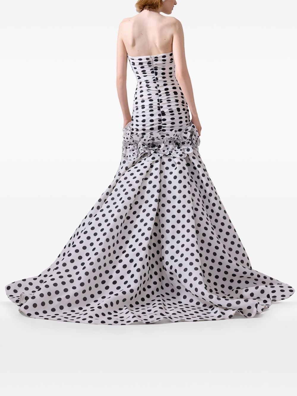 polka dot-print mermaid gown - 3