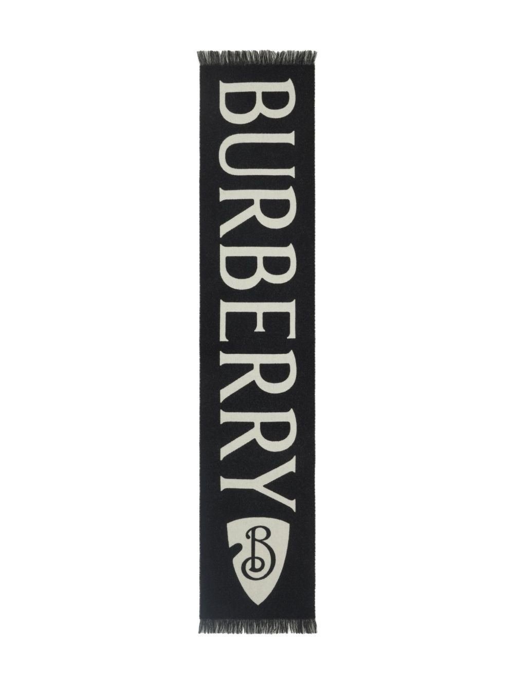 logo-jacquard wool scarf - 2
