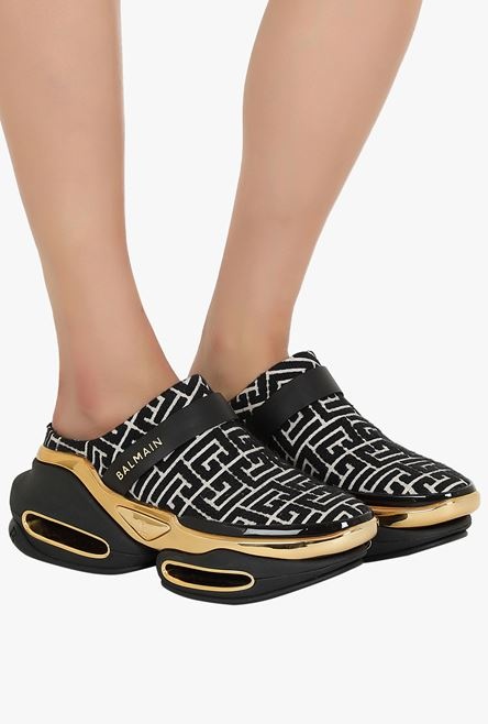 Bicolor ivory and black jacquard B-Bold mule sneakers - 2