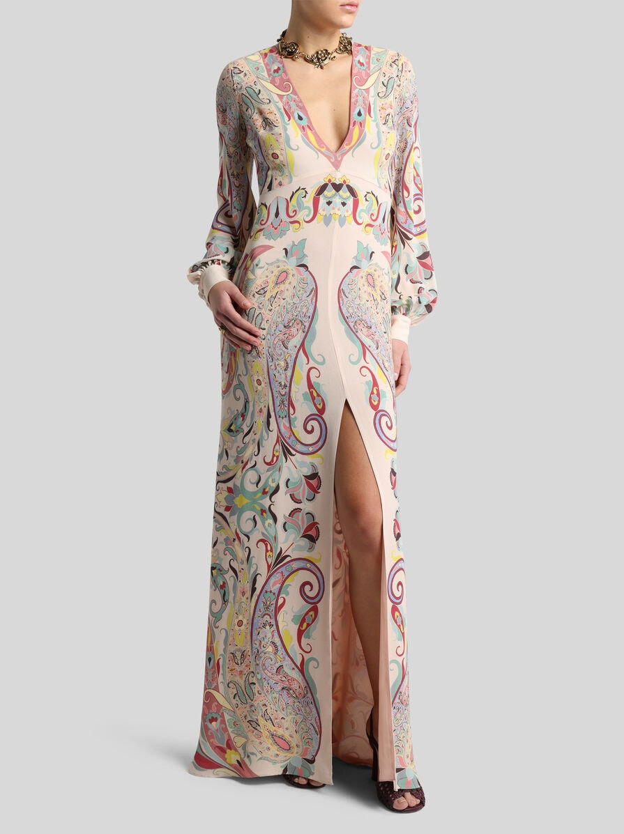 LONG DRESS IN PRINTED STRETCH SABLE - 3