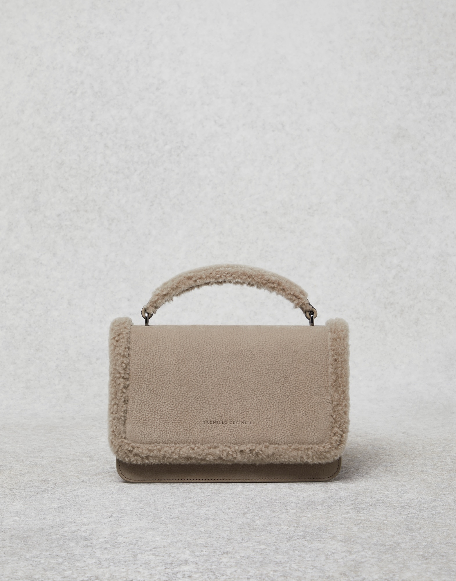 Nubuck soft bag with monili and shearling details - 1