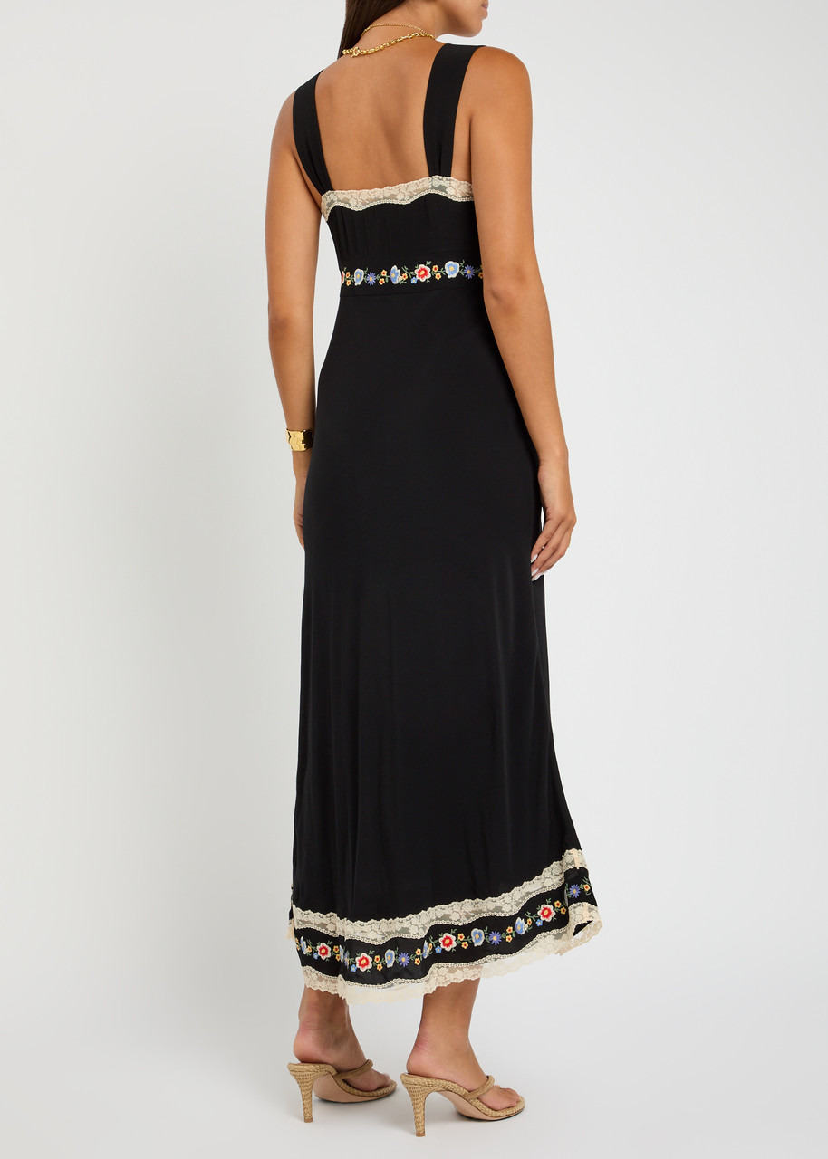 Rixo Lucie Floral-embroidered Chiffon Midi Dress - 3