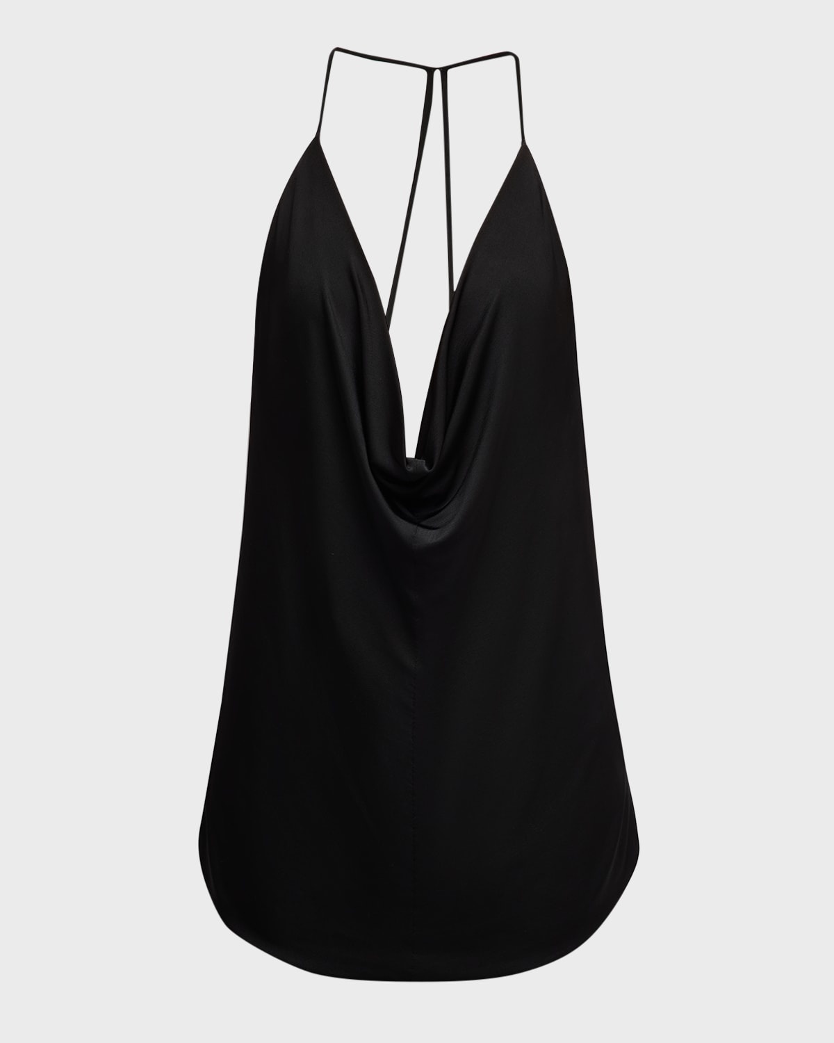 Plunging Cowl Backless Stretch Jersey Tank Top - 1