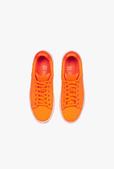 Neon orange embossed monogram neoprene B-Court sneakers - 4