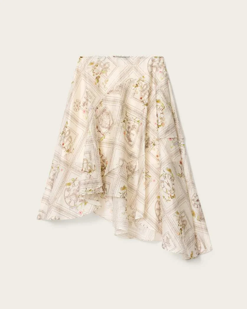 HEBA FLORAL ORGANZA LINEN BLEND MIDI SKIRT - 1