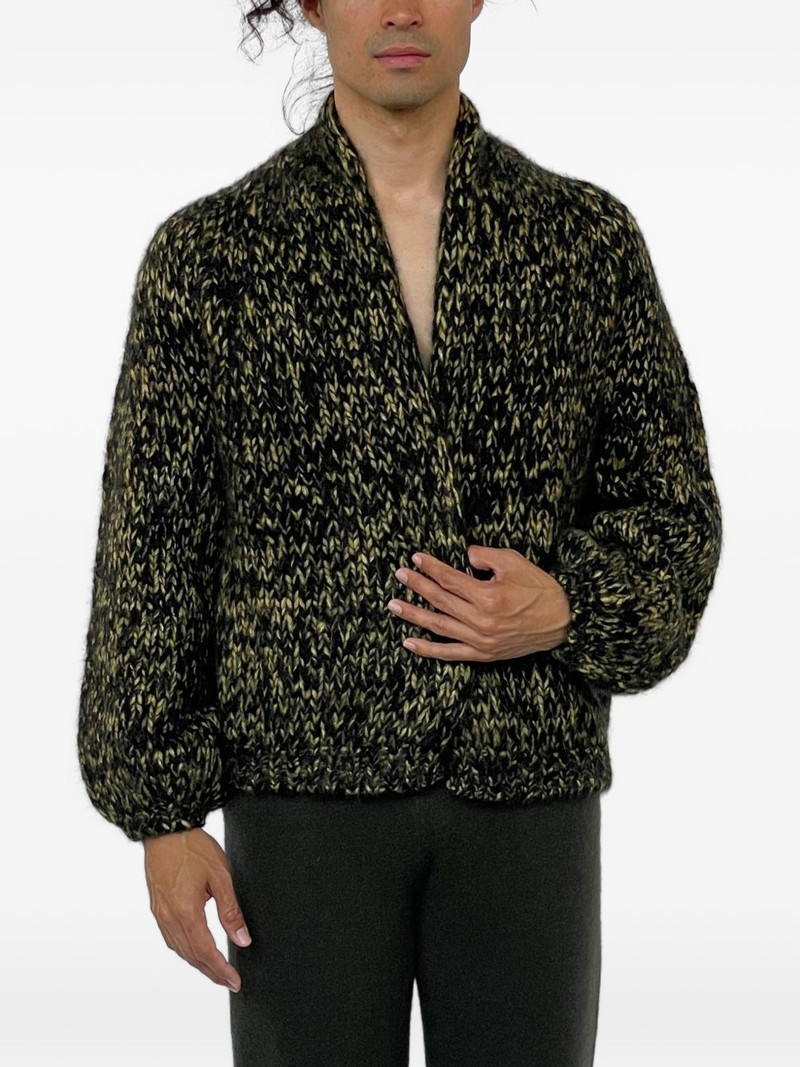 chunky-knit shawl-lapel cardigan 1