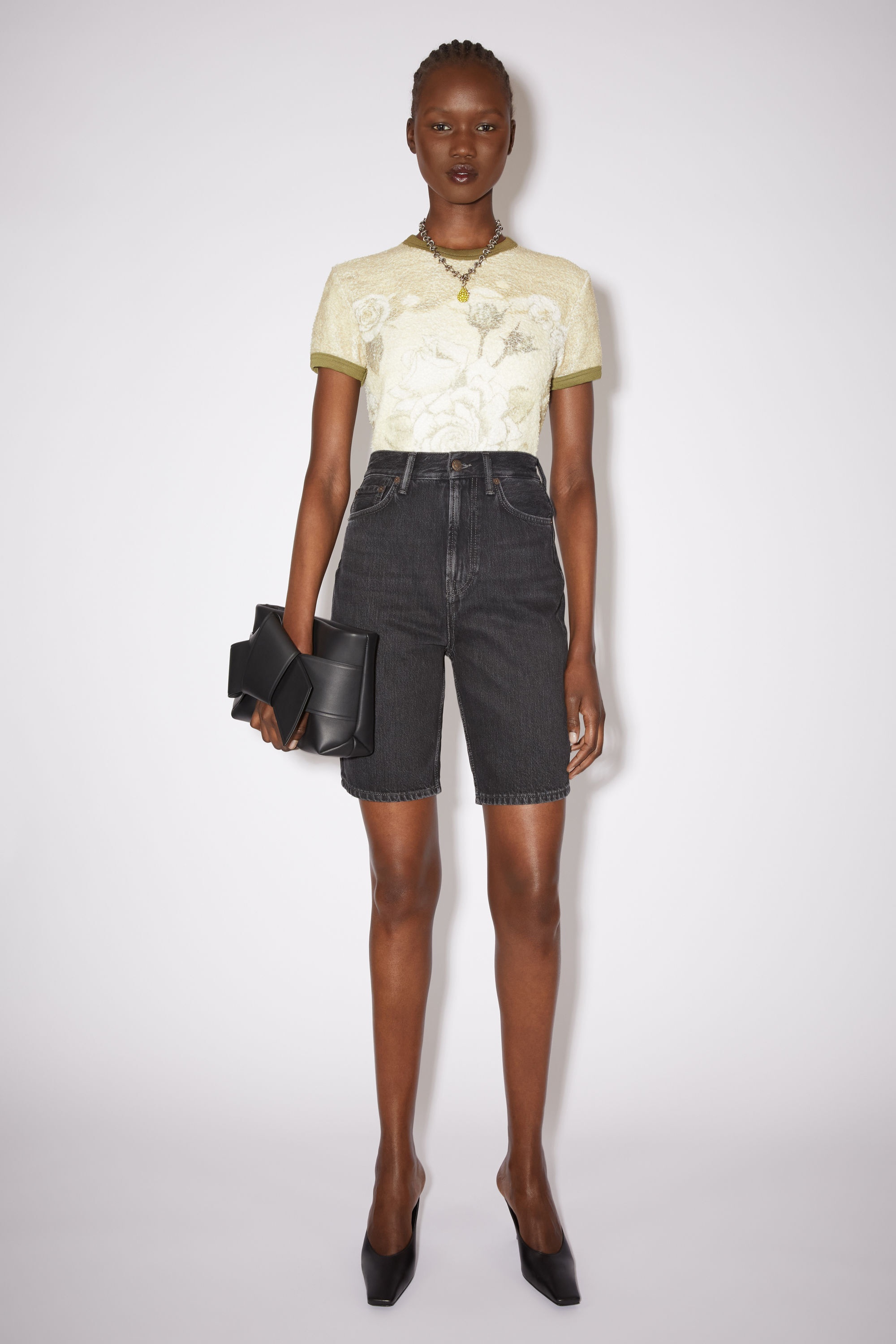 Organic denim shorts - Black - 2