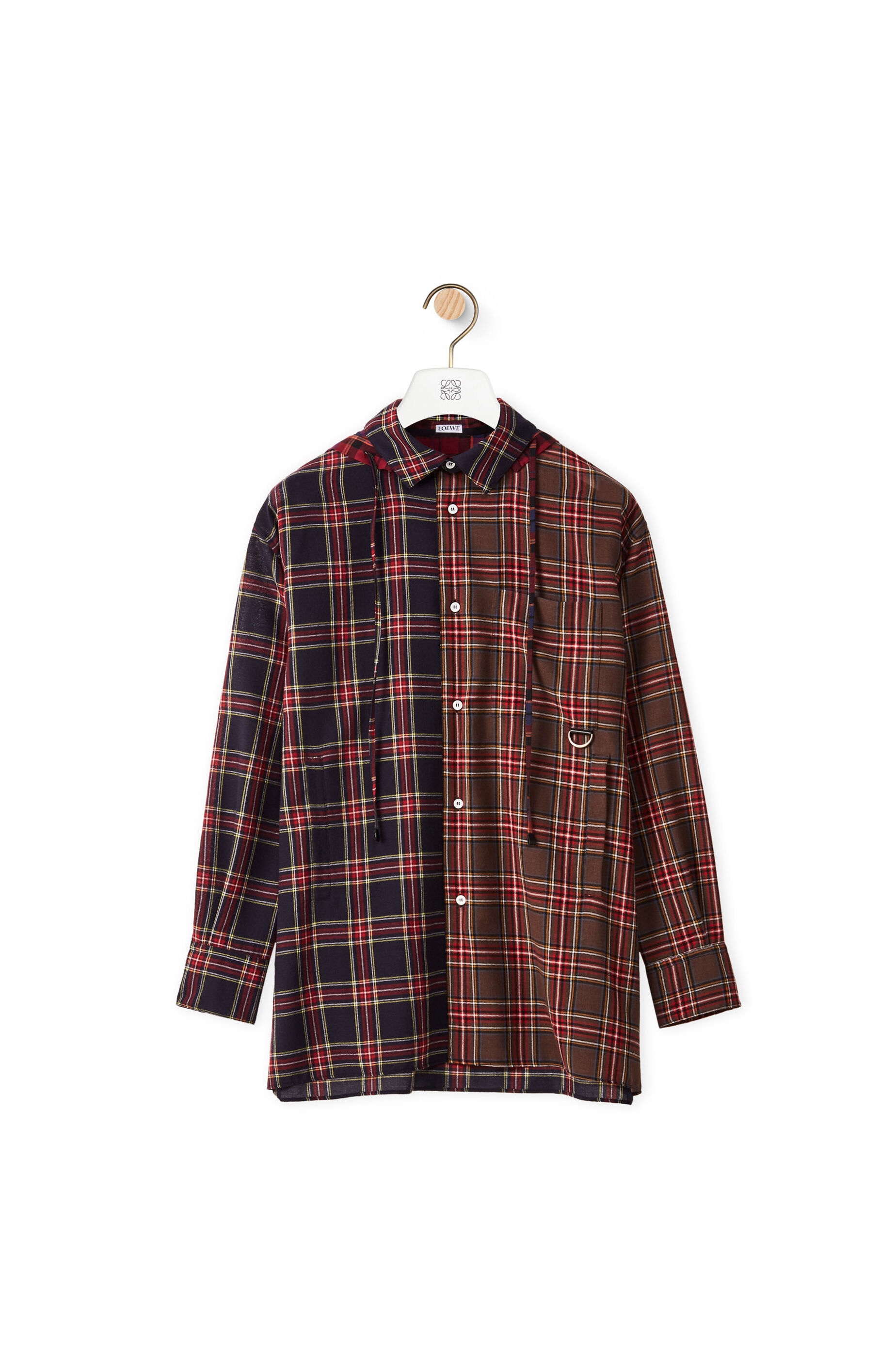 Hooded check overshirt in wool - 1