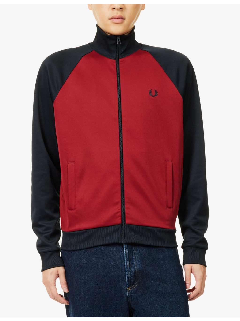 Logo-Embroidery Contrast Track Woven Jacket - 3