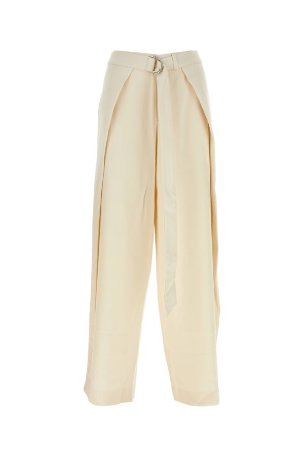 Ami Woman Ivory Viscose Blend Wide-Leg Pant - 1