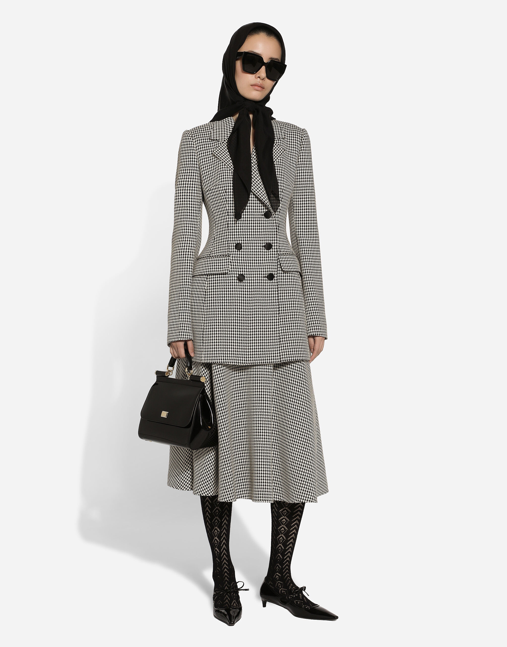 Double-breasted houndstooth jacket - 7
