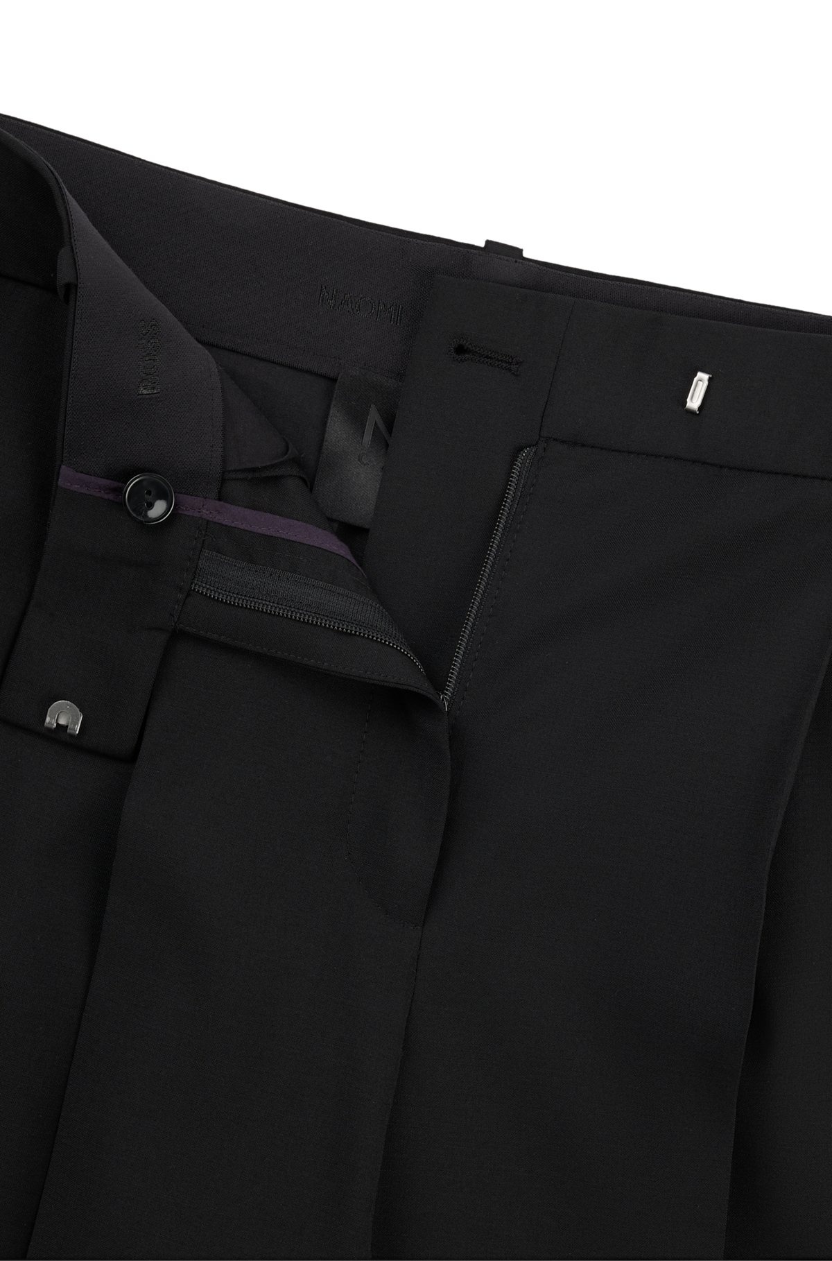 NAOMI X BOSS REGULAR-FIT TROUSERS IN NATURAL-STRETCH WOOL - 6