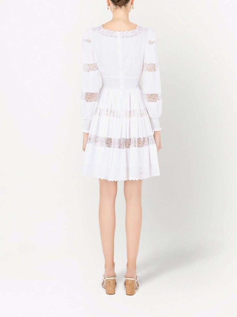 lace-panel long-sleeve dress - 4