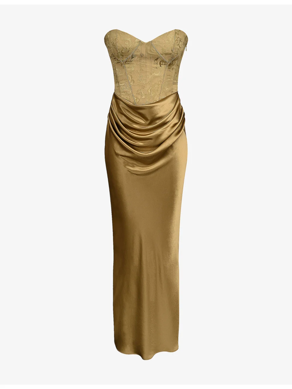 Aurelia Strapless Brocade and Satin Corset Maxi Dress - 1