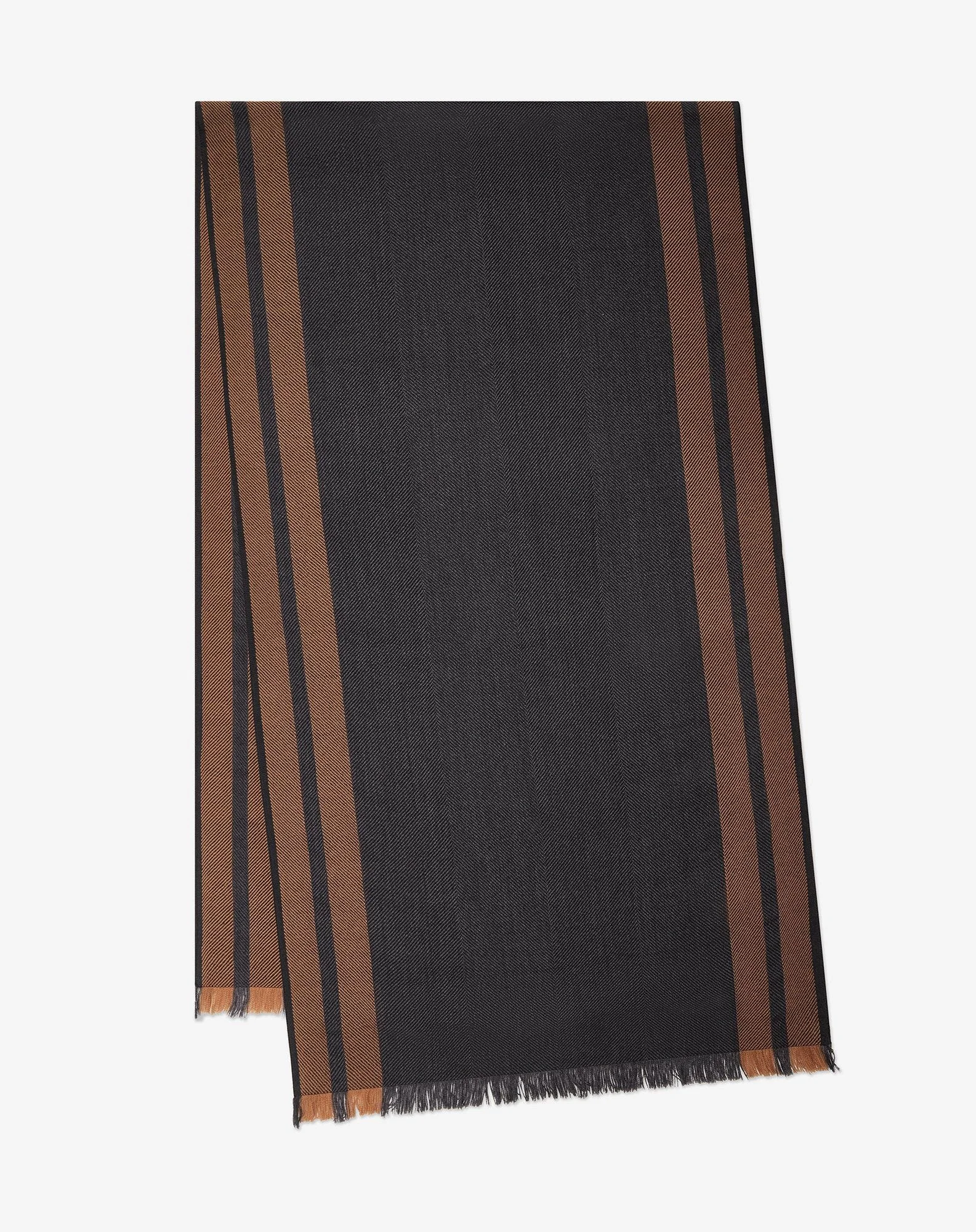 Grey and brown pure wool scarf - 1