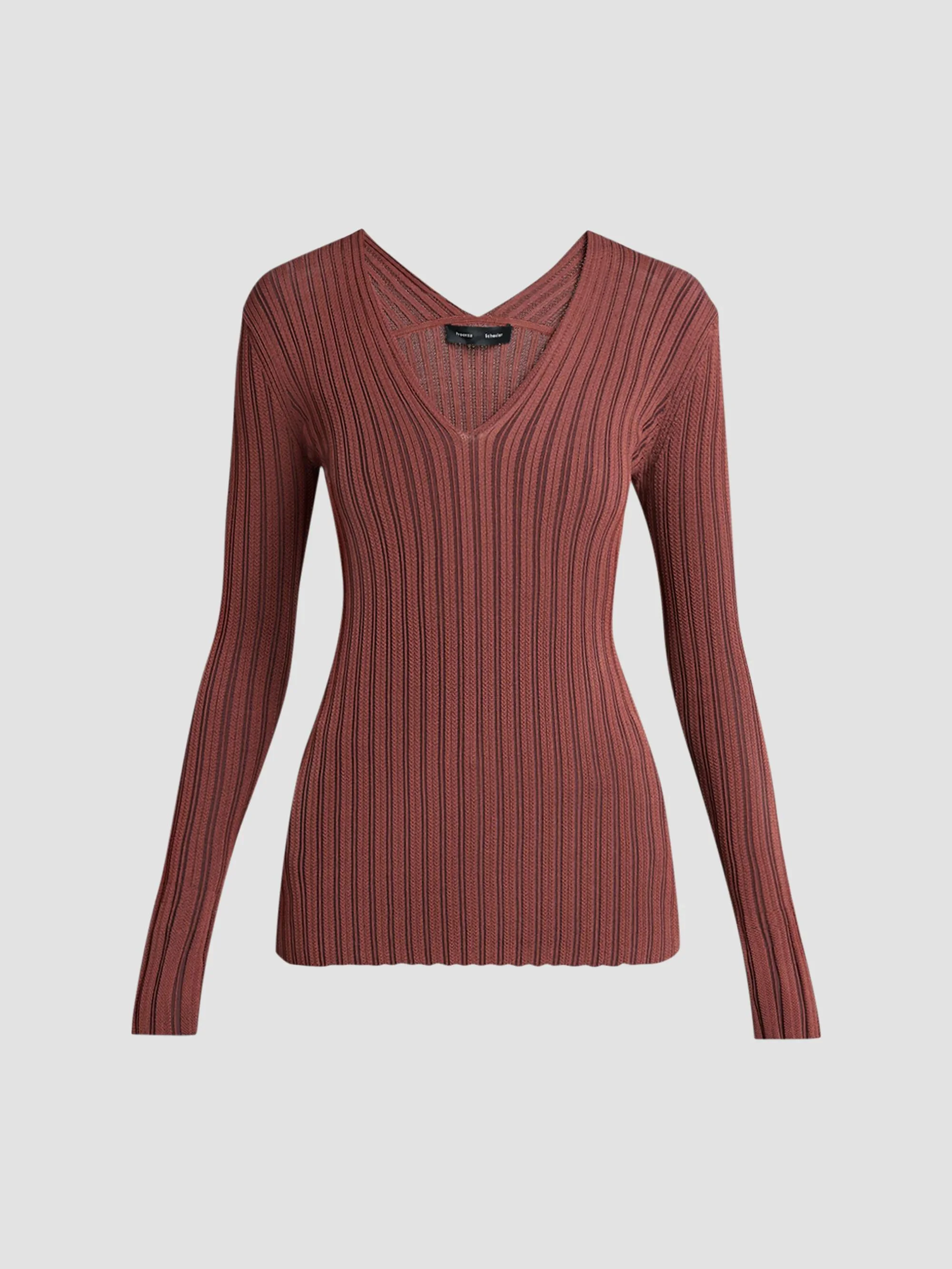 Women's Roux Ribbed V-Neck Top - Copper - 1