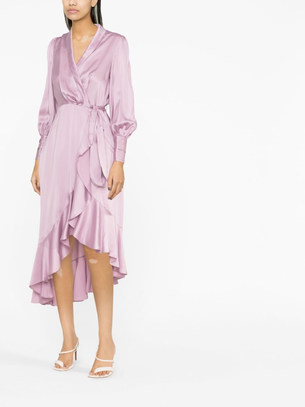 ruffled silk wrap midi dress - 3