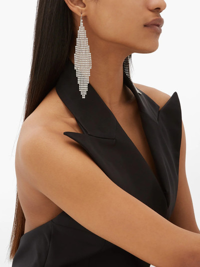 SAINT LAURENT Geometric crystal-mesh earrings outlook