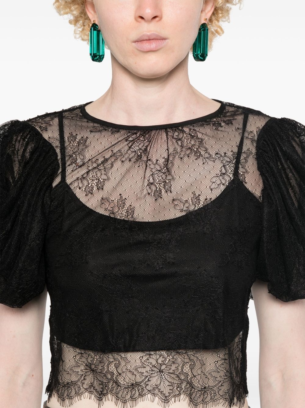puff-sleeves lace blouse - 5
