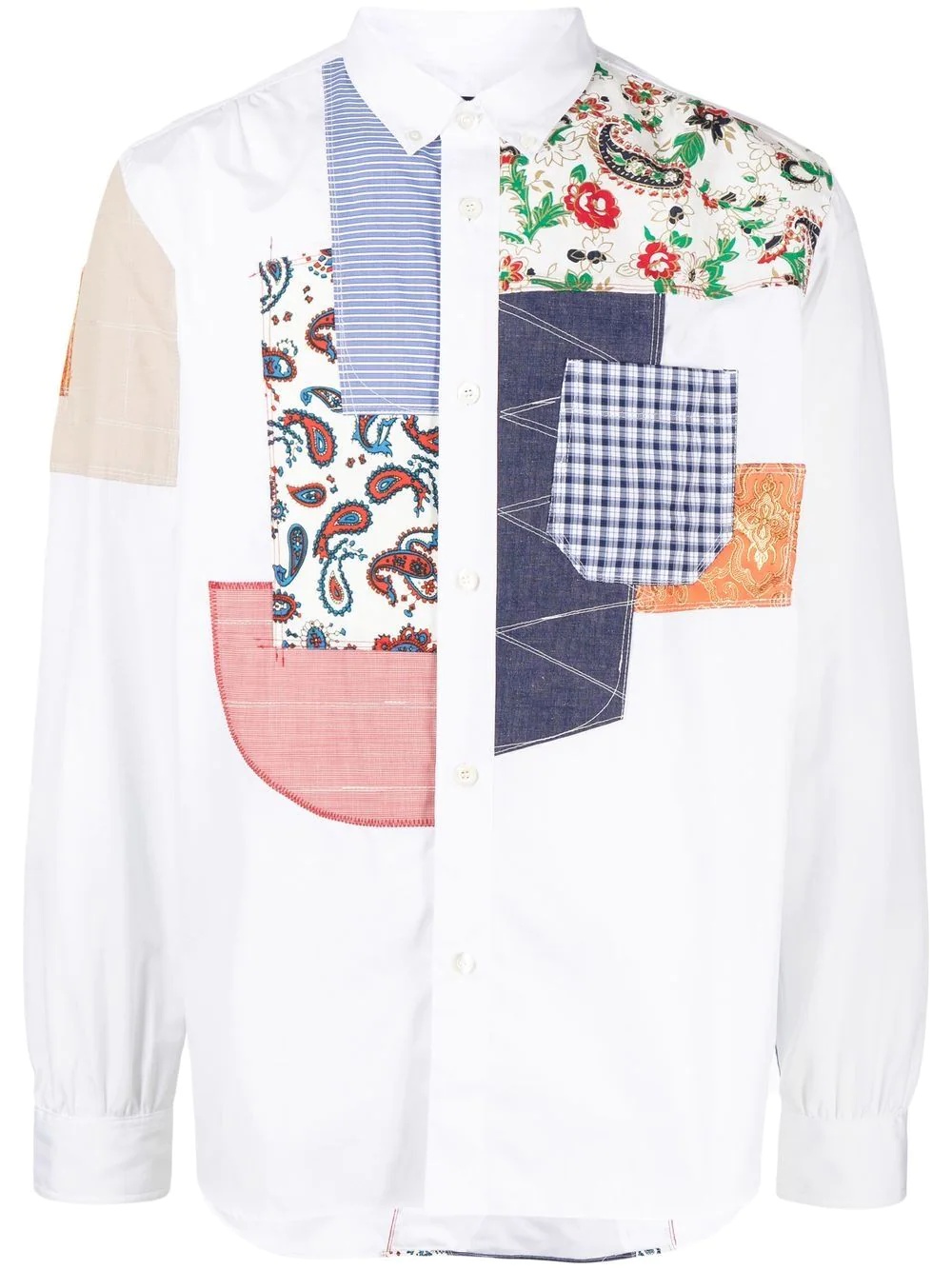 patchwork long-sleeve shirt - 1