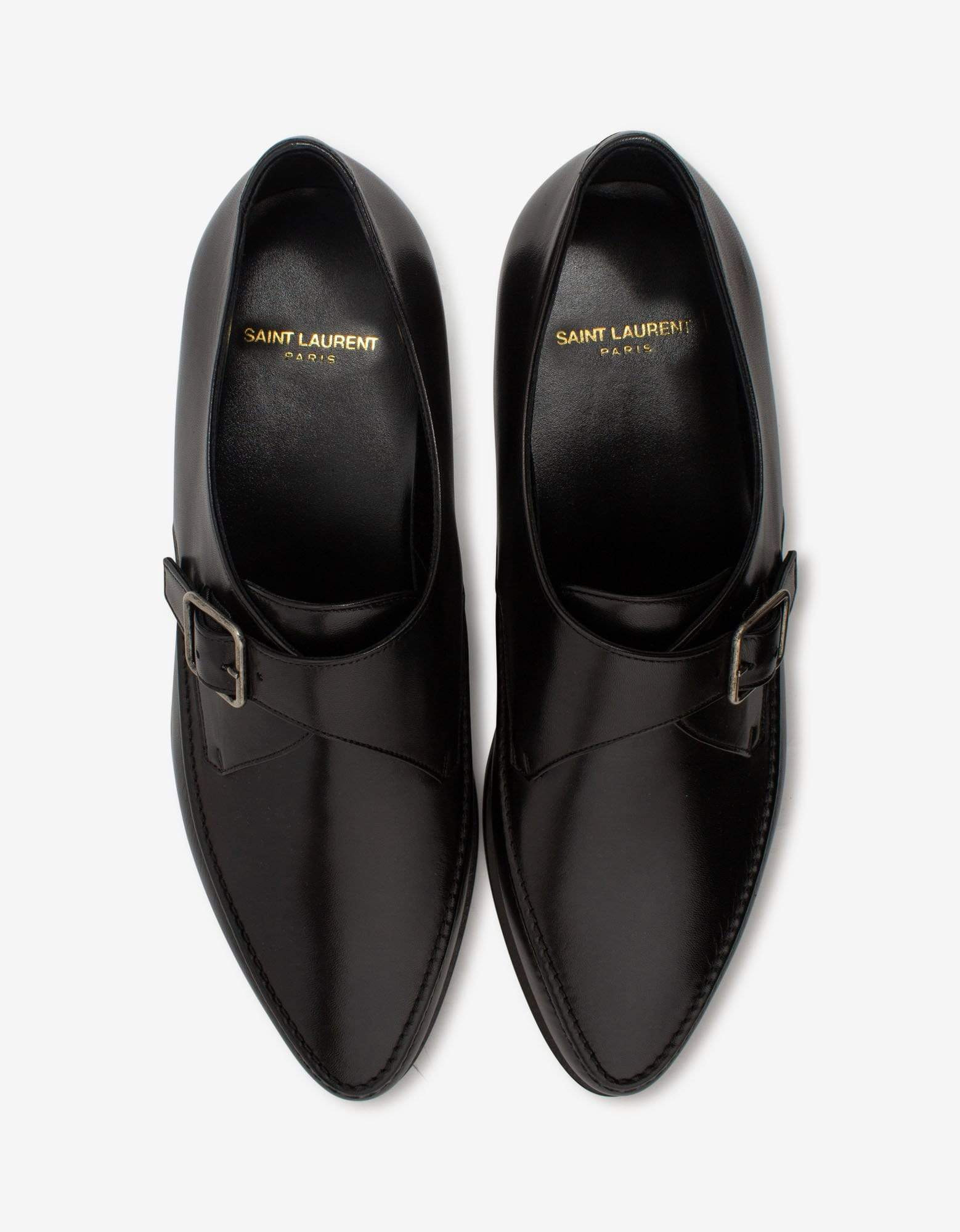 Saint Laurent Marceau Black Leather Monk Strap Shoes - 4