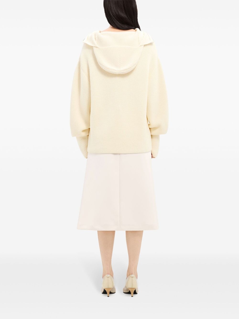 zip-detail twill midi skirt - 4