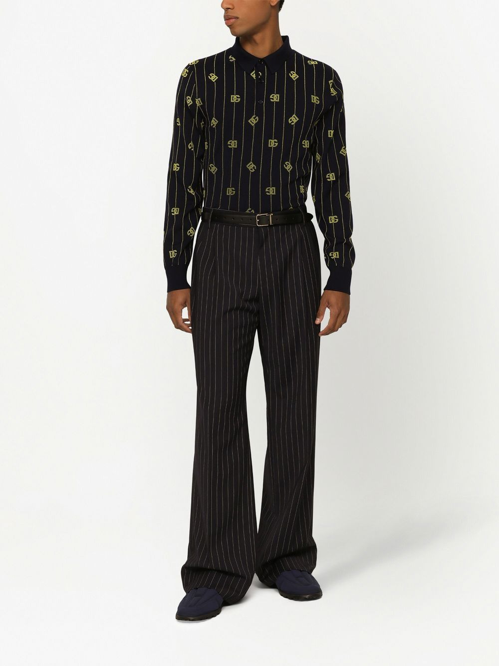 logo-jacquard long-sleeve polo shirt - 3
