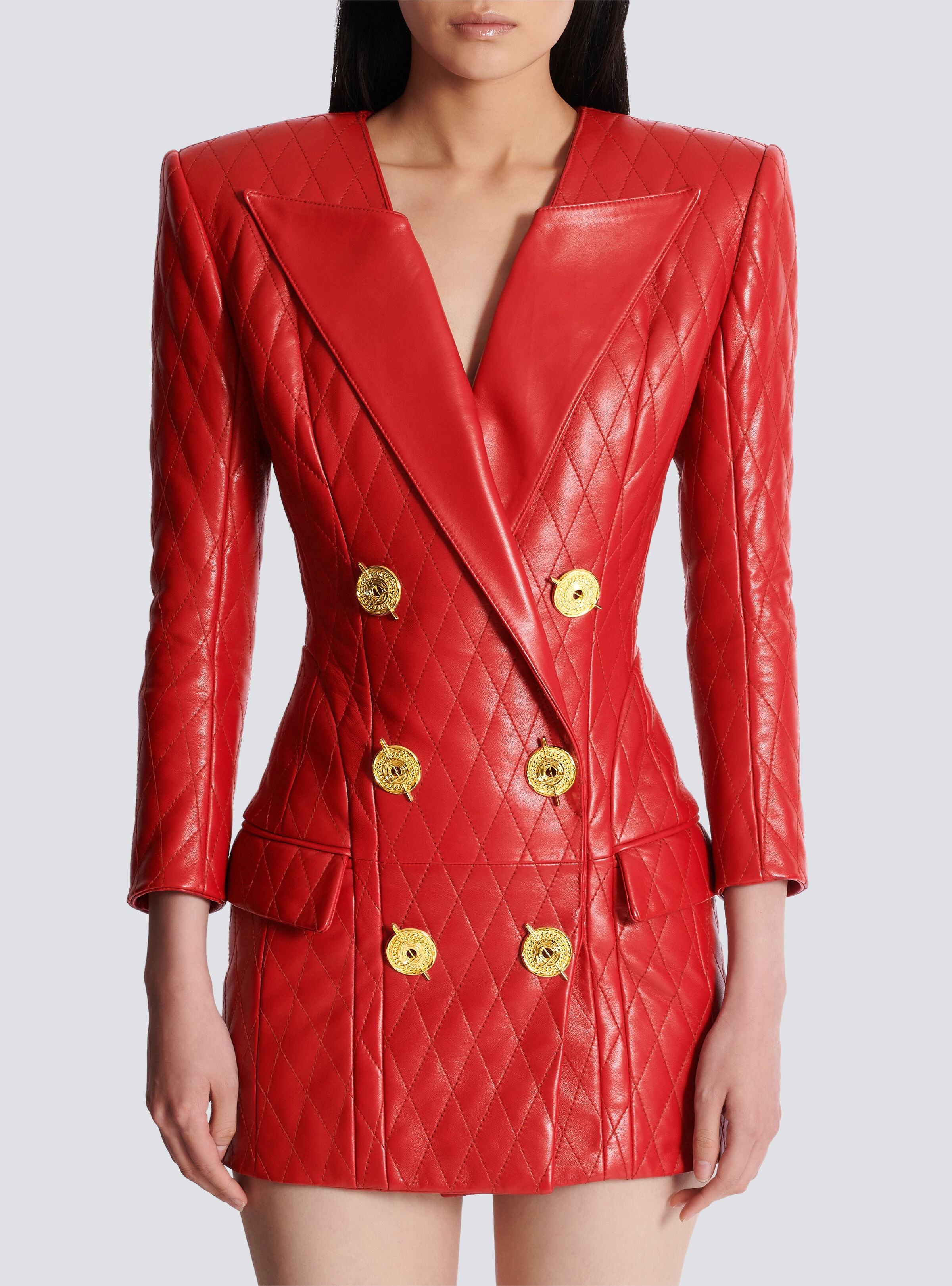 Short quilted leather dress - 5