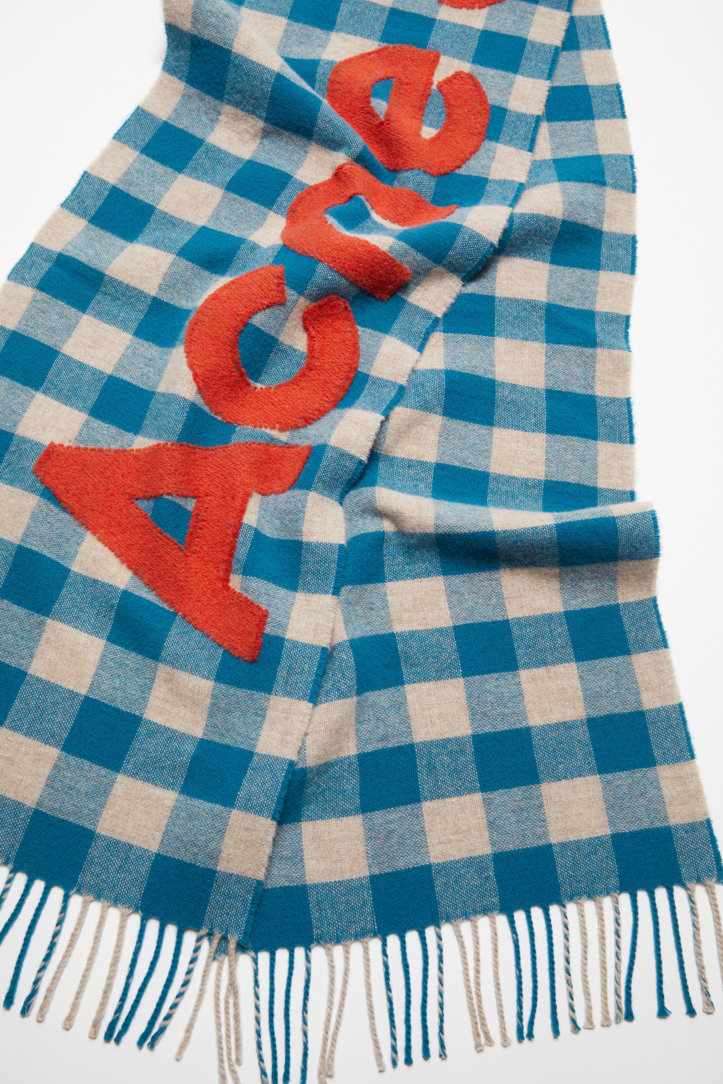Check logo scarf - Turquoise blue/orange - 3
