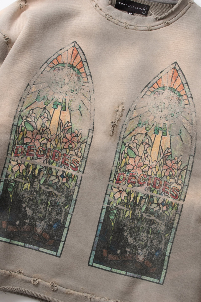 WHO DECIDES WAR FADED CREWNECK outlook