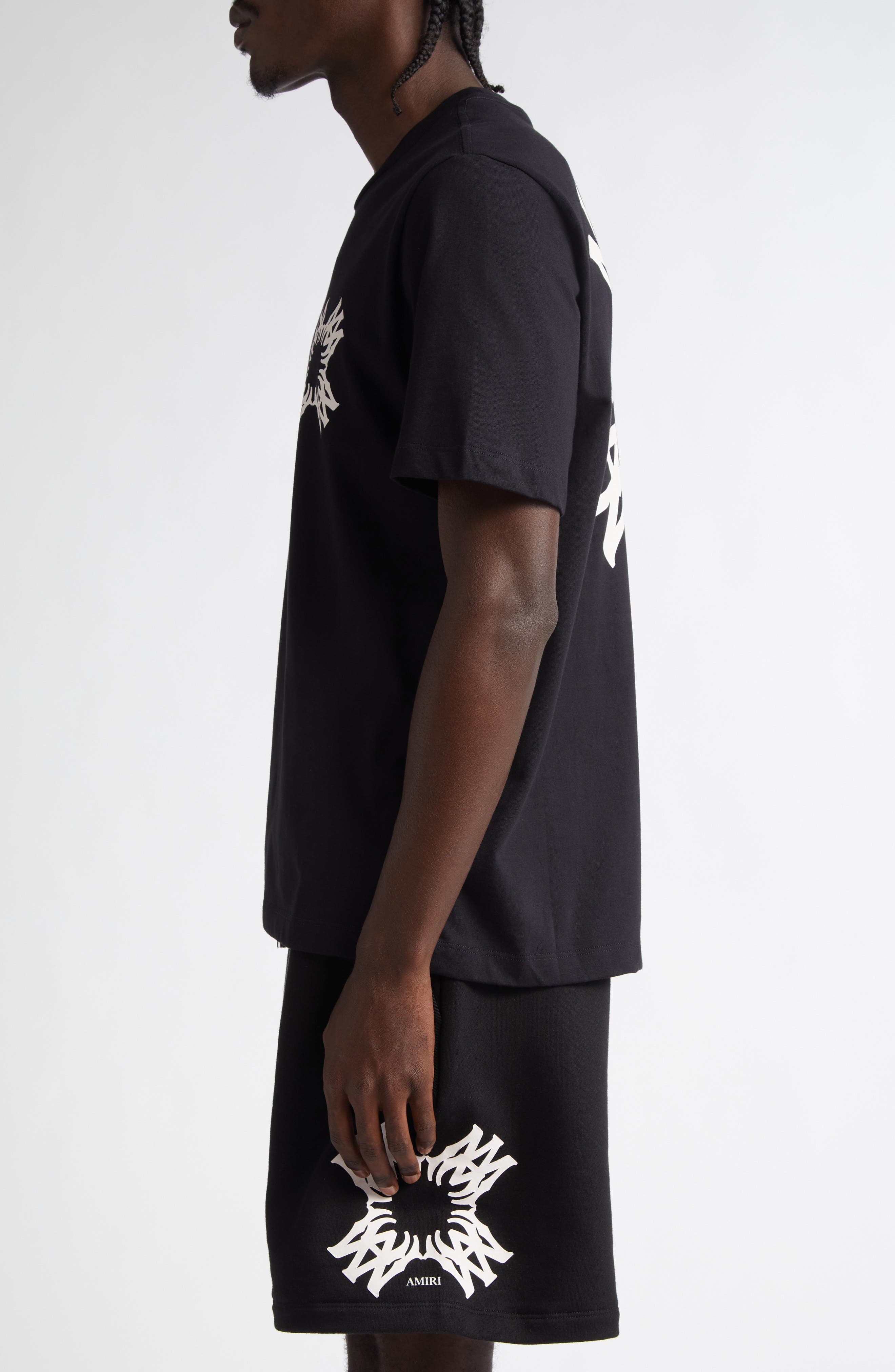AMIRI Quad Logo Cotton Graphic T-Shirt in Black at Nordstrom - 4