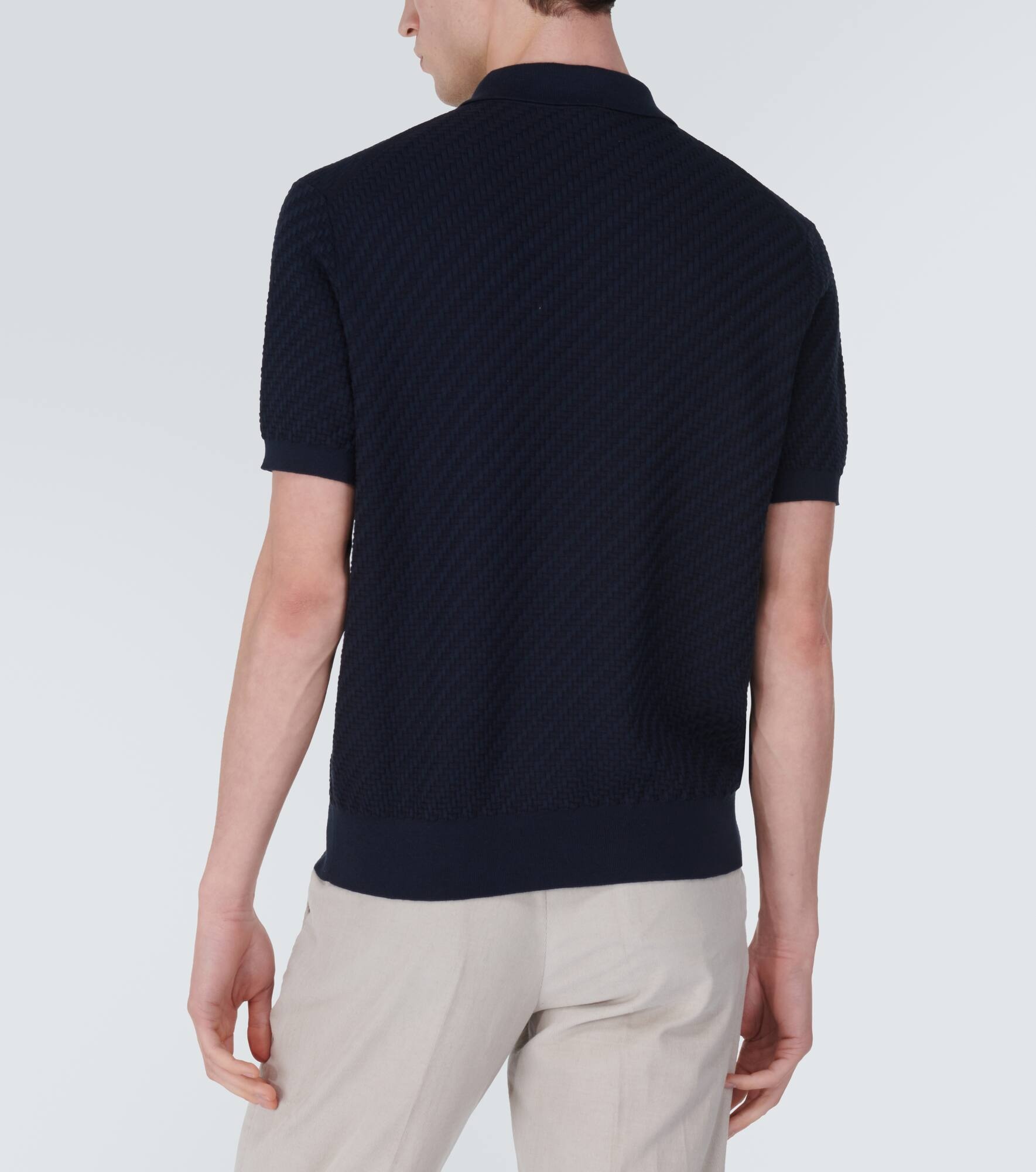 Cotton, silk, and cashmere polo shirt - 4