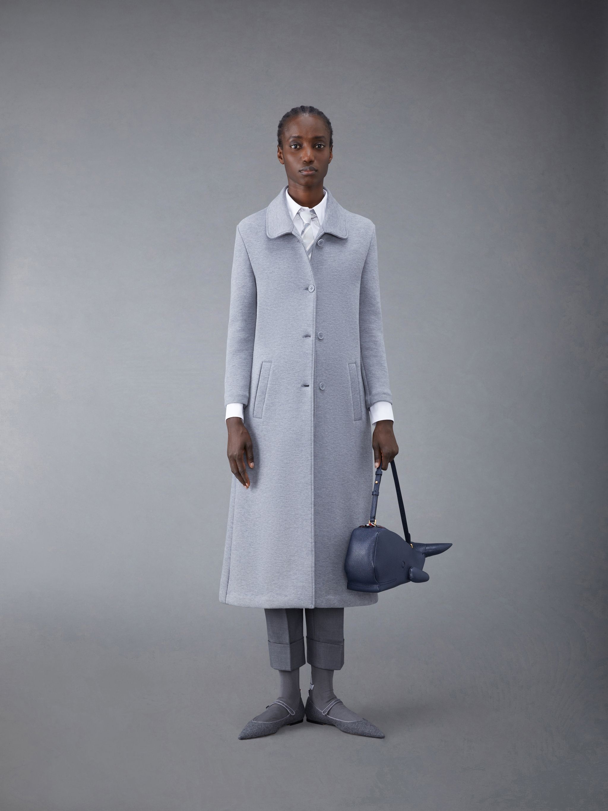 Double Face Cotton Tech Round Collar Overcoat - 3