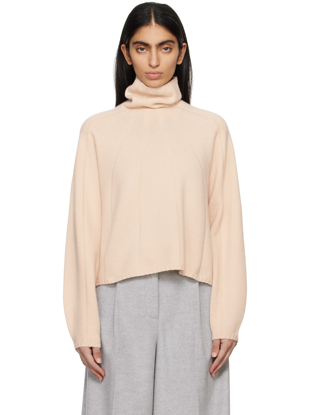 Beige Raglan Turtleneck - 1