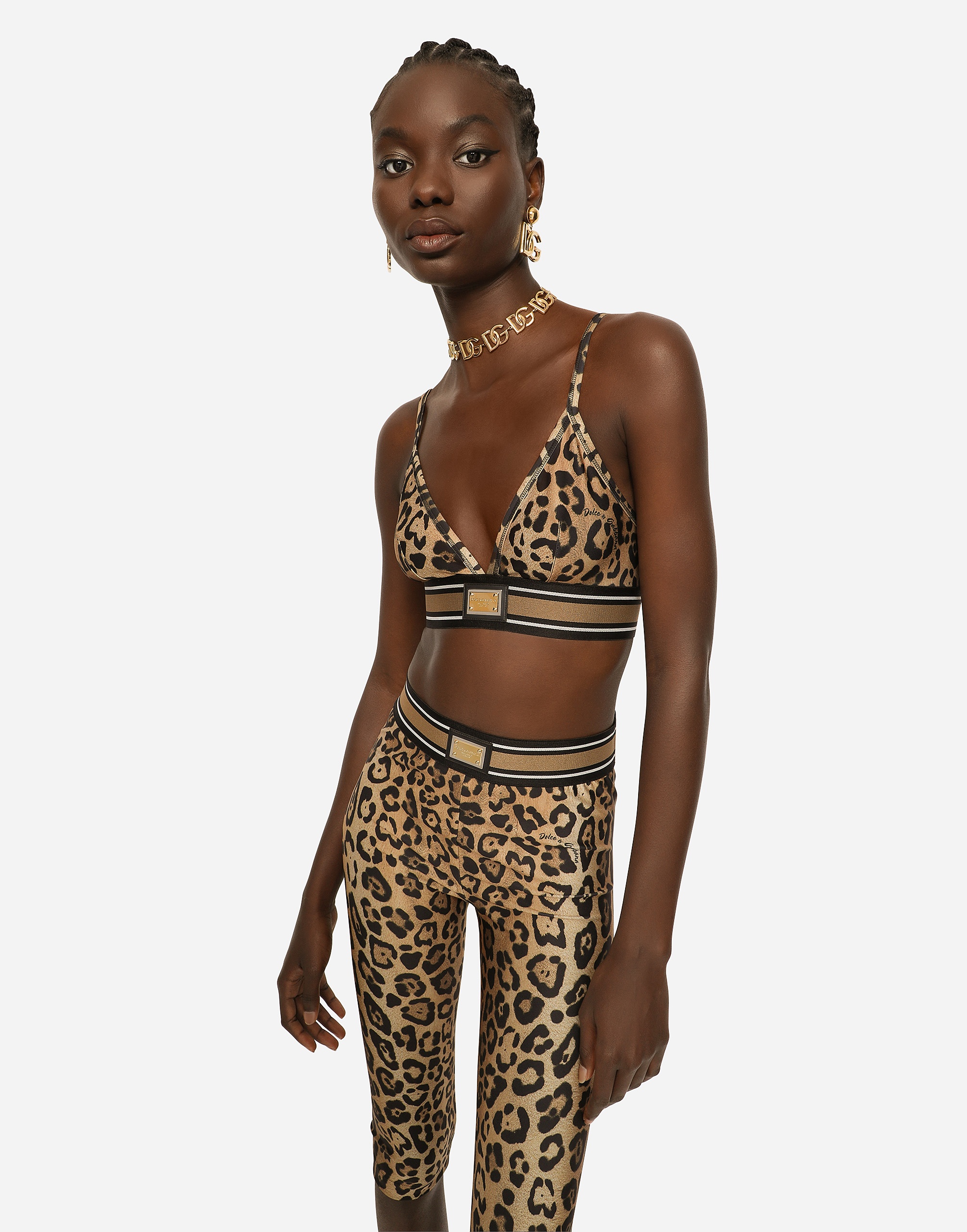 Leopard-print spandex/jersey bralet - 4