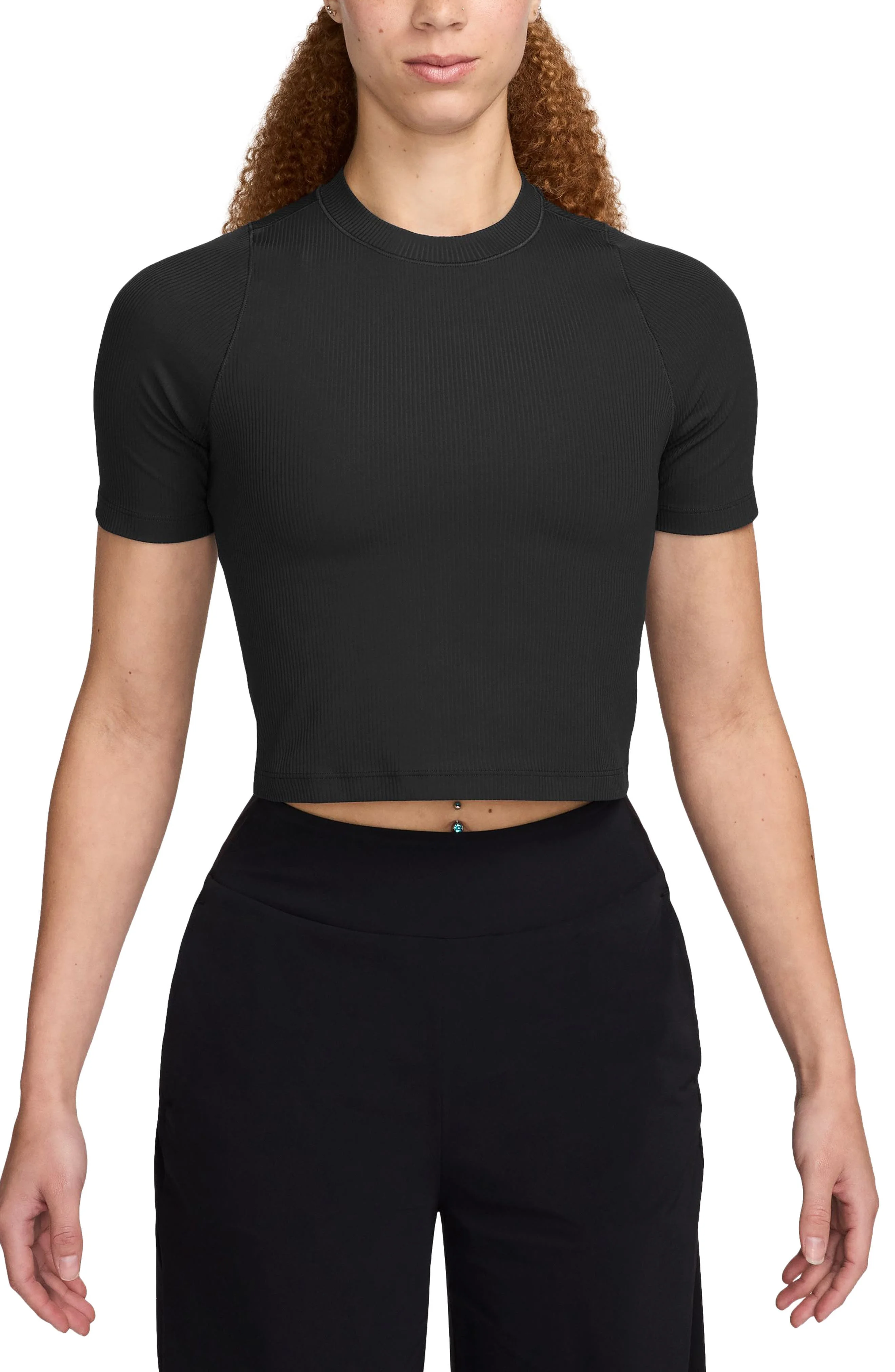 Nike Zenvy Dri-FIT Rib T-Shirt in 010 010 Black/pcg6C at Nordstrom - 1