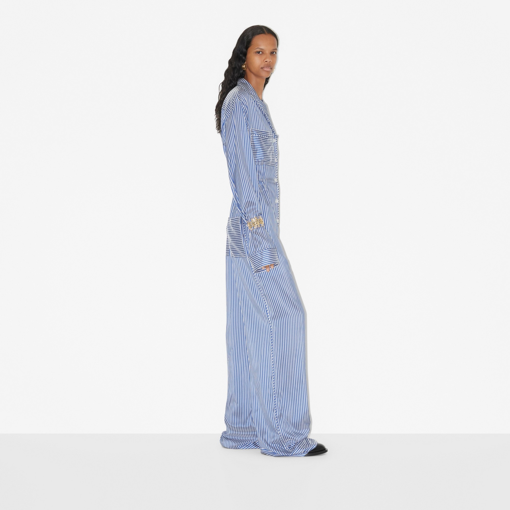 Striped Silk Jumpsuit - 3