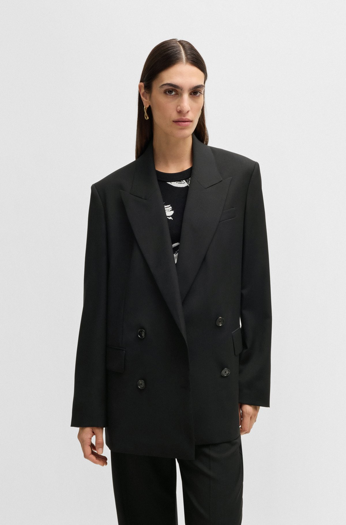 OVERSIZE-FIT DOUBLE-BREASTED BLAZER IN VIRGIN WOOL - 2