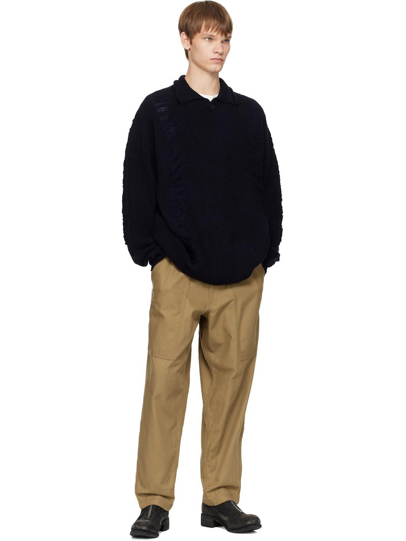 Yohji Yamamoto Beige BS Herringbone Hem Zip Painter Trousers outlook