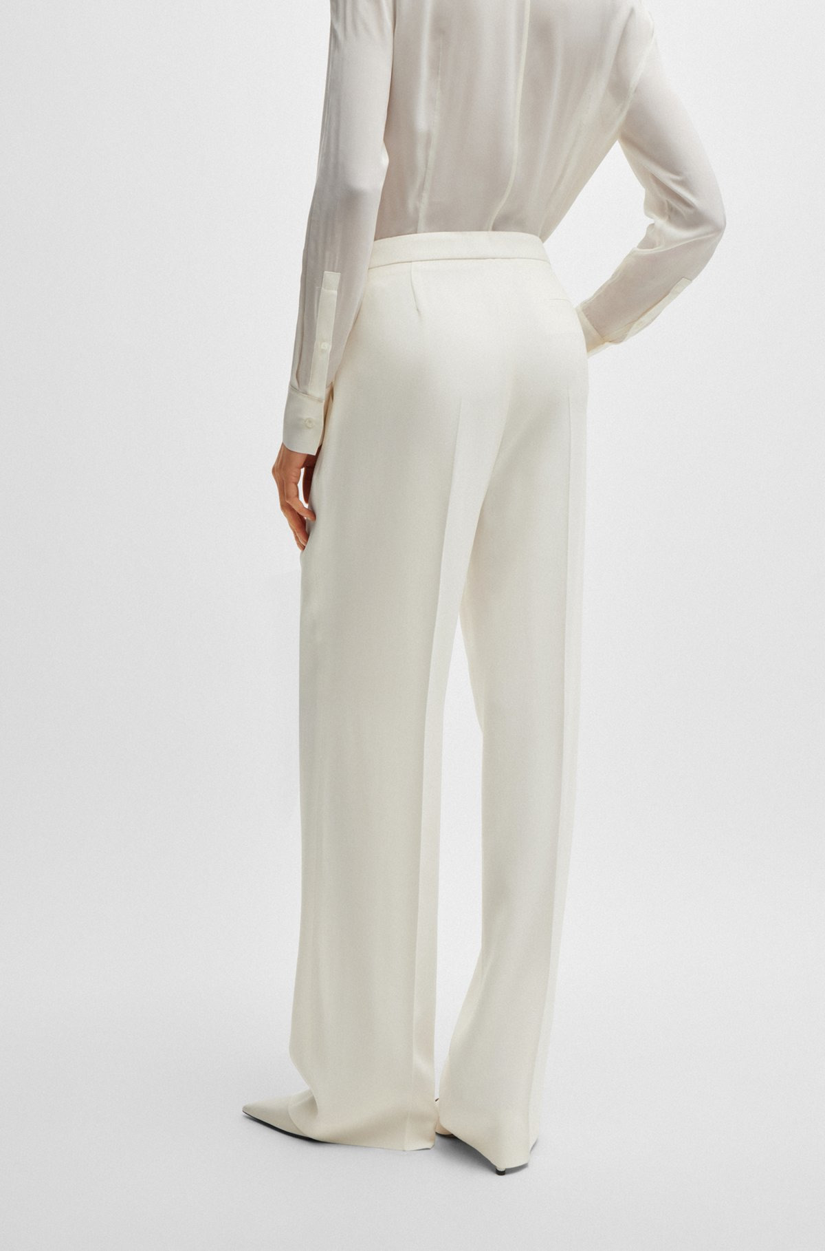 REGULAR-FIT TROUSERS IN MATTE FABRIC - 4