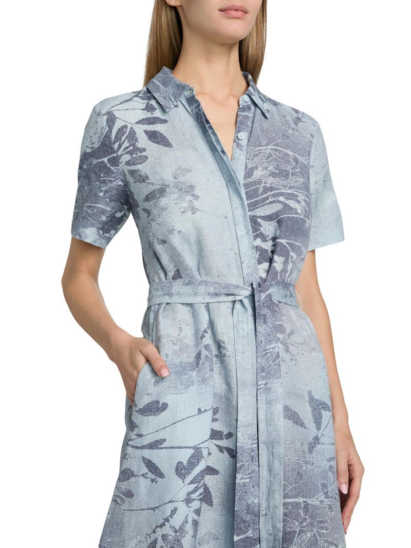 Women's Audria Floral Linen-Blend Belted Midi-Dress - Sky Floral 6