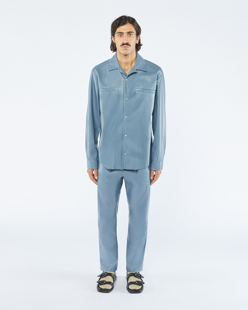 Nanushka MAKAI - OKOBOR™ alt-leather shirt - Storm blue outlook
