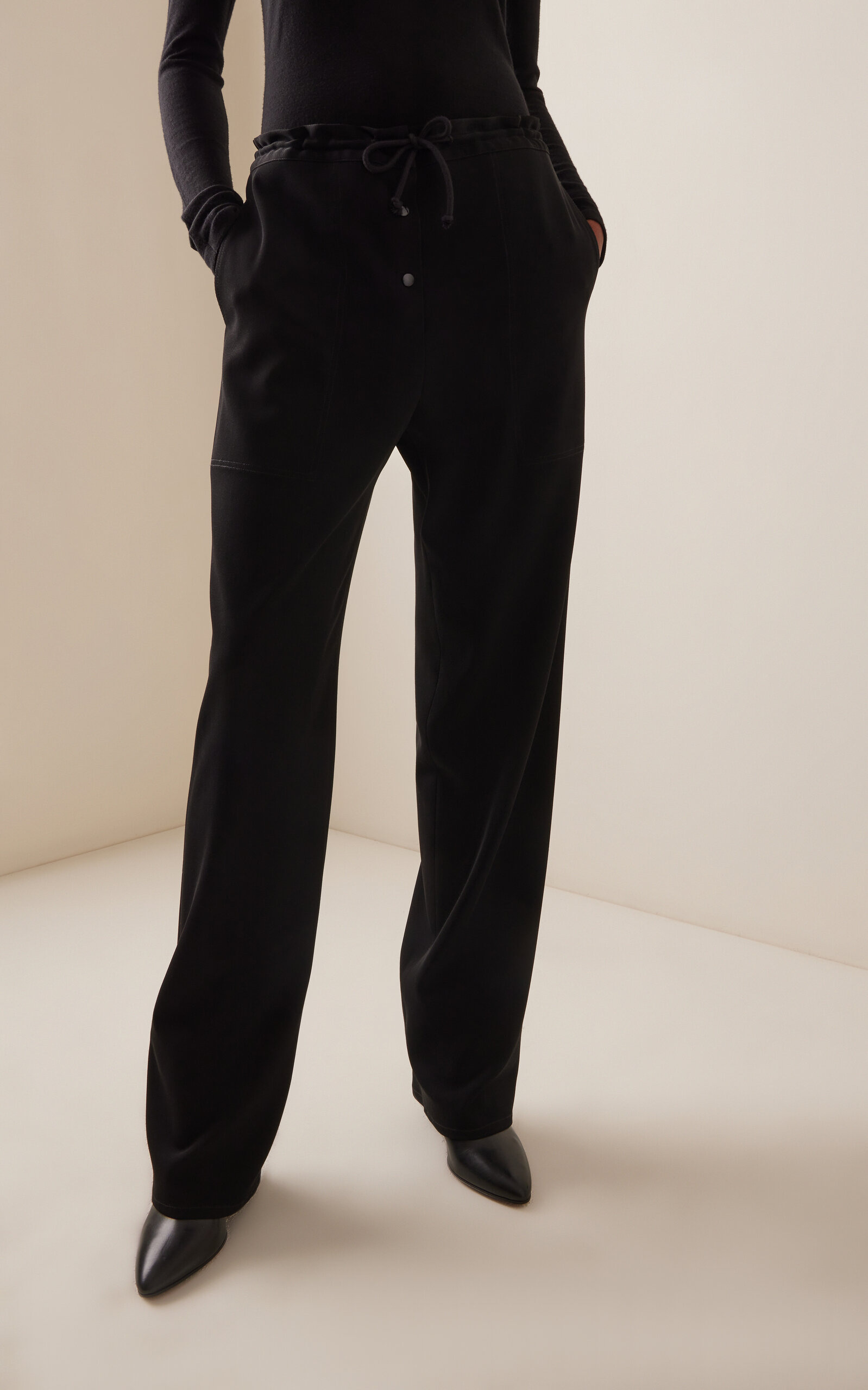 Bonnette Drawstring Wool-Blend Straight-Leg Pants black - 3