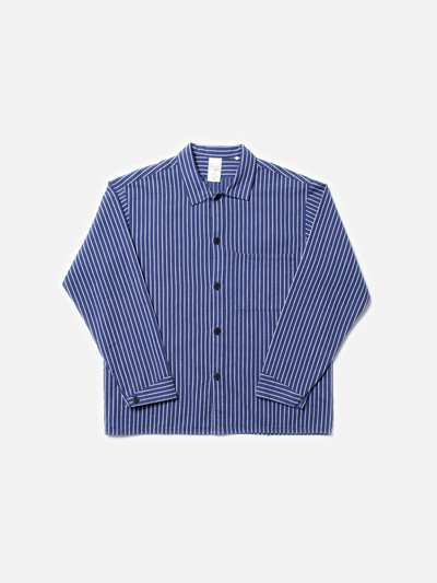 Nudie Jeans Berra Striped Worker Shirt Blue outlook
