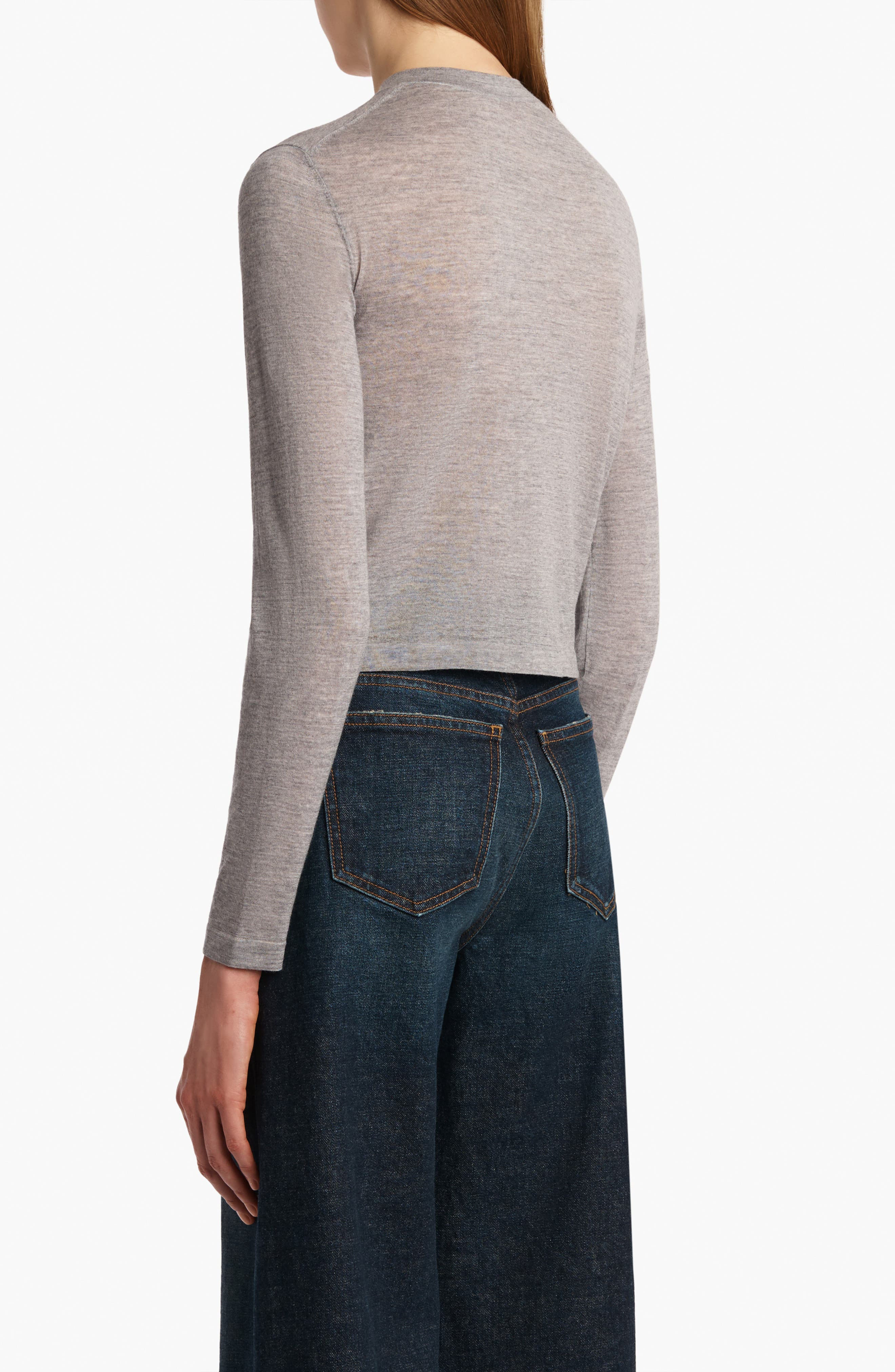 Khaite Brieta Merino Wool Blend Cardigan in Mercury at Nordstrom - 2